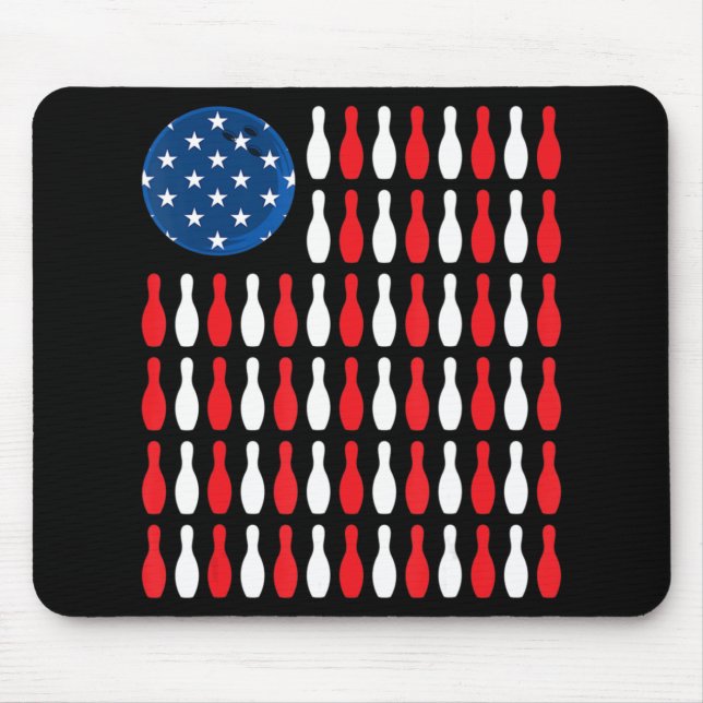 Tapis De Souris Drapeau américain - Bowler et Bowling patriotique (Devant)