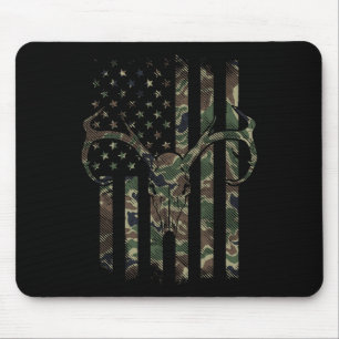 Tapis De Souris Drapeau américain camouflage Crâne de cerf Chasse