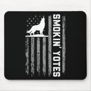 Tapis De Souris Drapeau américain Chasse au coyote Yotes fumeur 4