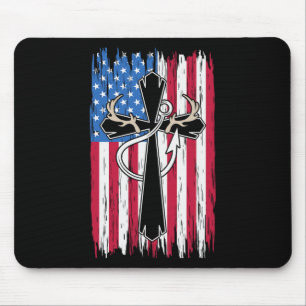 Tapis De Souris Drapeau américain Chasse chrétienne Pêche Amant