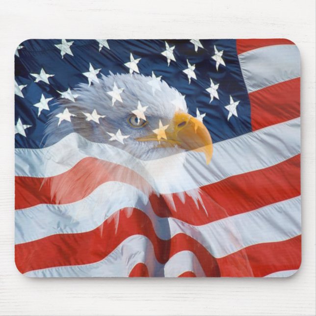 Tapis De Souris Drapeau américain chauve patriotique d'Eagle (Devant)