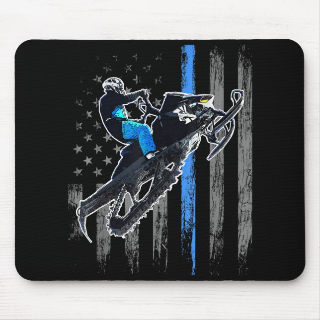 Tapis De Souris Drapeau Américain Chemise Motoneige Hommes Motonei (Devant)