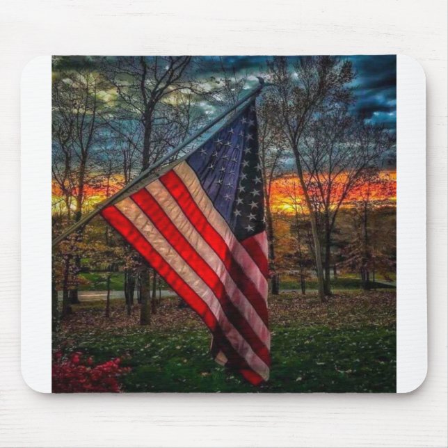 Tapis De Souris Drapeau américain d'automne #USAPatriotGraphics © (Devant)