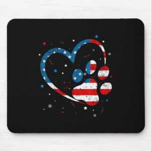Tapis De Souris Drapeau Américain Empreinte de patte Patriotique C