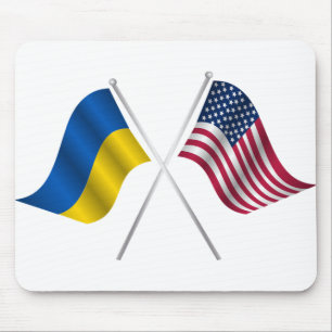 Tapis De Souris Drapeau américain et drapeau ukrainien