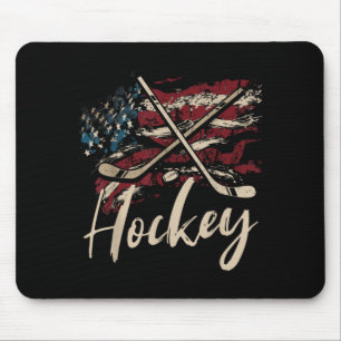 Tapis De Souris Drapeau Américain Hockey 4 Juillet Sport Patriotiq