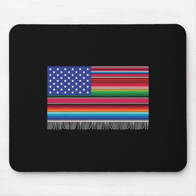 Tapis De Souris Drapeau Américain Mexicain Serape Cinco De Mayo Po (Devant)