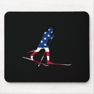 Tapis De Souris Drapeau américain Nordic Skier Cool Cadeau Top T