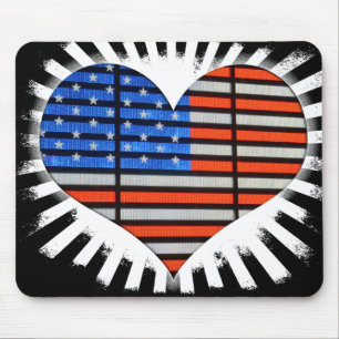 Tapis De Souris Drapeau américain Patriot Heart