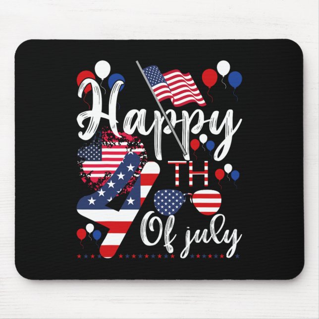 Tapis De Souris Drapeau américain patriotique Alien heureux 4 juil (Devant)