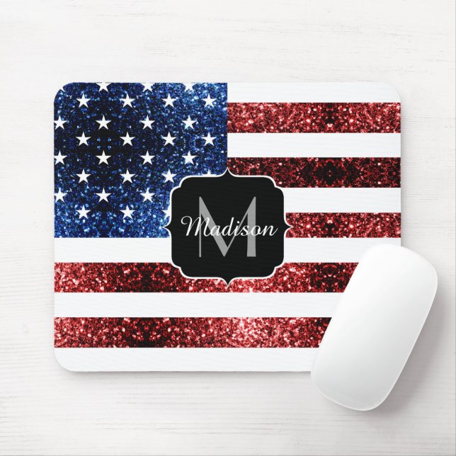 Tapis De Souris Drapeau américain rouge bleu étincelles parties sc (Avec souris)