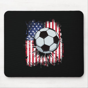 Tapis De Souris Drapeau américain Soccer Vintage 4 juillet Patri