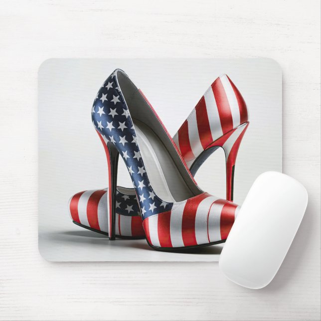 Tapis De Souris Drapeau américain talons hauts (Avec souris)