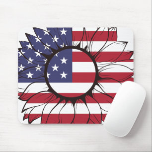 Tapis de souris drapeau américain tournesol patrio