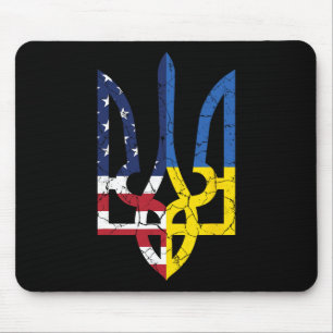 Tapis De Souris Drapeau américain ukrainien Symbole Amour Soutien 