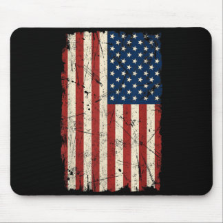 Tapis De Souris Drapeau américain vertical vintage en détresse