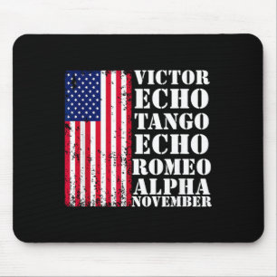 Tapis De Souris Drapeau Américain Vétéran Militaire Alphabet Patri