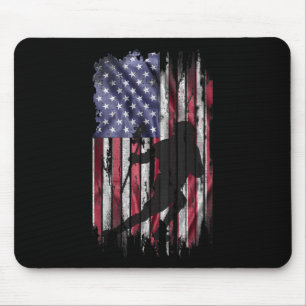 Tapis De Souris Drapeau américain vintage Usa Joueur de crosse Équ