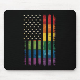 Tapis De Souris Drapeau arc-en-ciel en détresse Pride USA Amérique