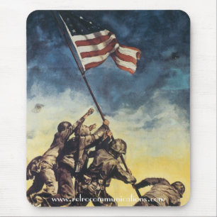 Tapis De Souris Drapeau augmentant au-dessus d'Iwo Jima