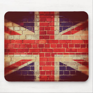 Tapis De Souris Drapeau britannique vintage sur un mur de briques