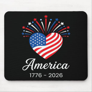 Tapis De Souris Drapeau cœur 1776 2026 juillet 4ème 250ème anniver