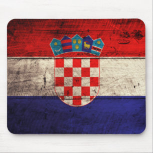Tapis De Souris Drapeau Croatie en bois ancien
