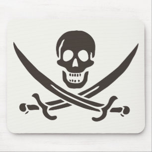 Tapis De Souris Drapeau de crâne obsidien Drapeau de pirate Calico