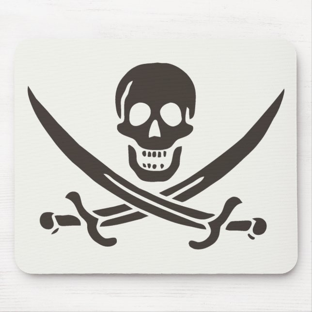 Tapis De Souris Drapeau de crâne obsidien Drapeau de pirate Calico (Devant)