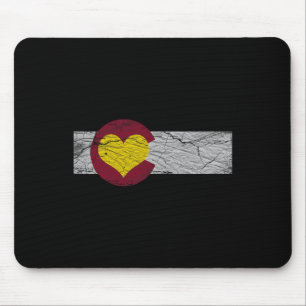 Tapis De Souris Drapeau de l'État du Colorado Cœur Montagnes Roche