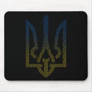 Tapis De Souris Drapeau de l'Ukraine et trident ukrainien Je suis