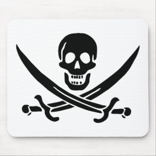 Tapis De Souris Drapeau de pirate Crâne croisé épées