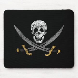 Tapis De Souris Drapeau de pirate crâne et épées