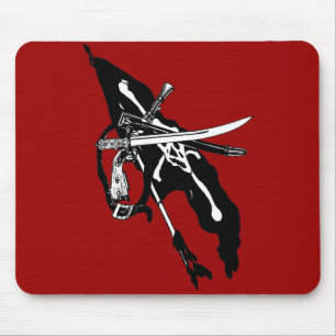 Tapis De Souris Drapeau de pirates vintage, crâne et tibias Jolly 