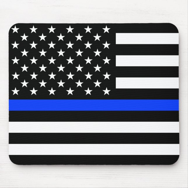 Tapis De Souris Drapeau de police de la Ligne Bleue Mince (Devant)