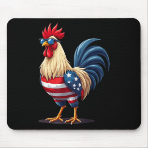 Tapis De Souris Drapeau De Poulet Usa Patriotique Drôle Poulet 4 D