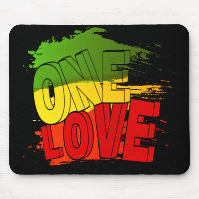 Tapis De Souris Drapeau de reggae, One Love, Rasta (Devant)