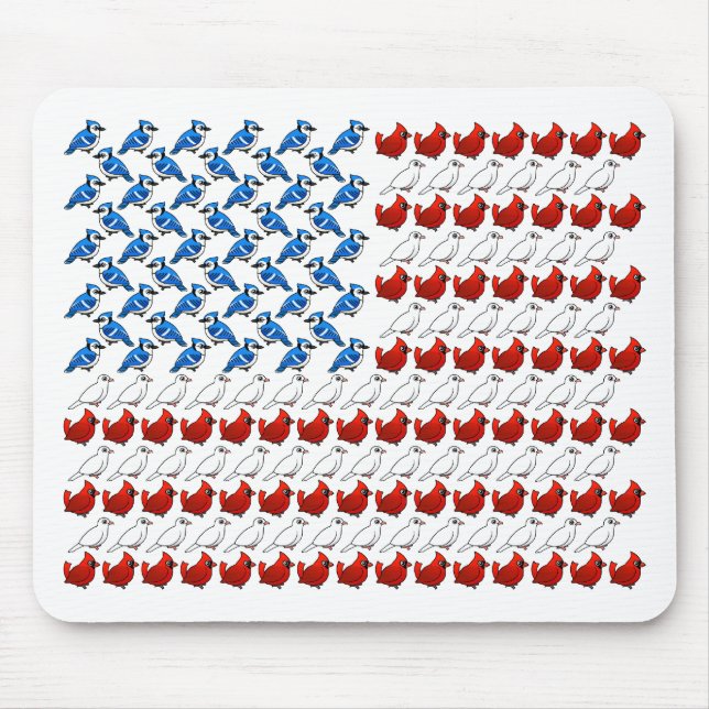 Tapis De Souris Drapeau des Etats-Unis d'Amérique fait d'oiseaux (Devant)