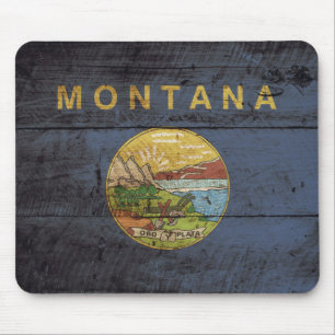 Tapis De Souris Drapeau d'état du Montana sur le vieux grain en
