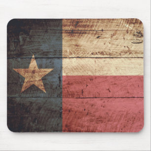 Tapis De Souris Drapeau d'état du Texas sur le vieux grain en boi