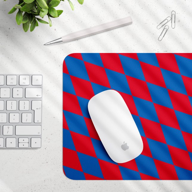 Tapis De Souris Drapeau diamant Bavière bleu et rouge Motif (Créateur téléchargé)