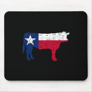 Tapis De Souris Drapeau du Texas Bbq Boeuf Coupes de Boucher Rbecu