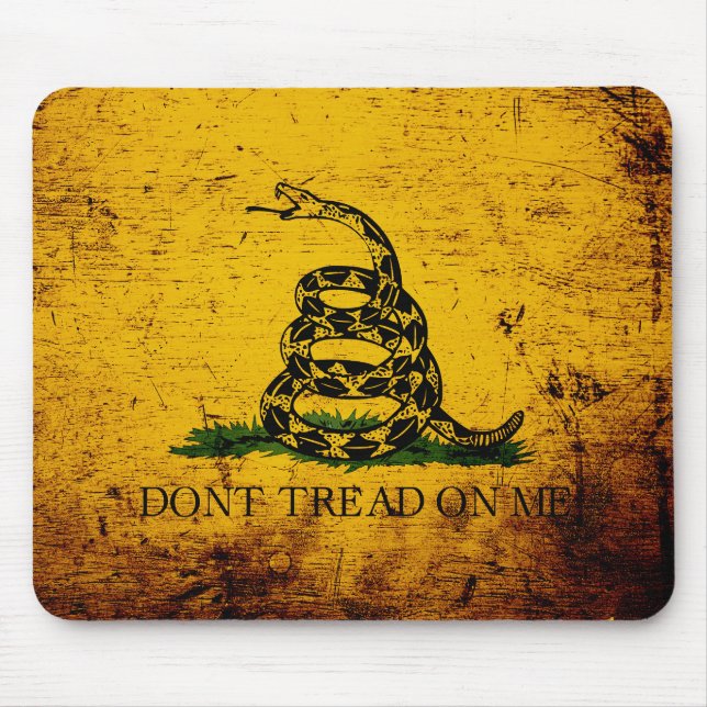Tapis De Souris Drapeau grunge noir de Gadsden (Devant)