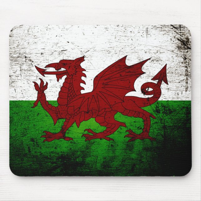 Tapis De Souris Drapeau grunge noir du Pays de Galles (Devant)