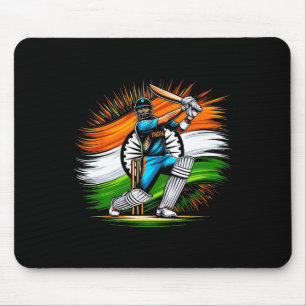 Tapis De Souris Drapeau Indien Amoureux de Cricket Fan Fierté Inde