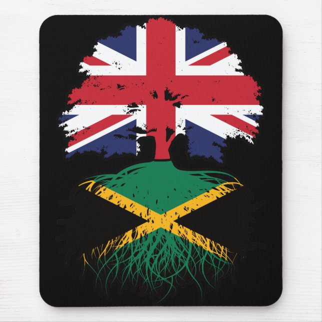 Tapis De Souris drapeau jamaïcain britannique des racines d'arbre (Devant)