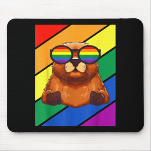 Tapis De Souris Drapeau Lgbtq Mois Fierté Gay Groundhog Avec Gles
