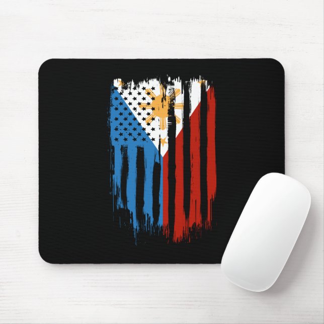 Tapis De Souris Drapeau mi-américain mi-philippin Philippines (Avec souris)