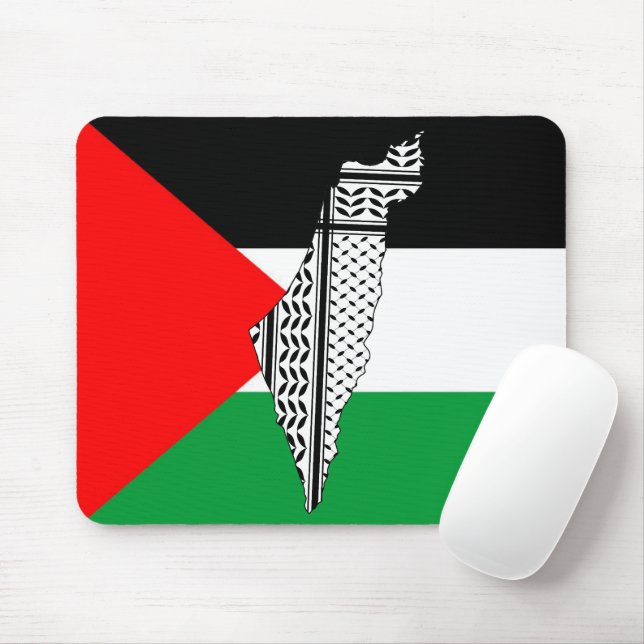 Tapis De Souris Drapeau palestinien et carte avec Motif Keffiyeg (Avec souris)
