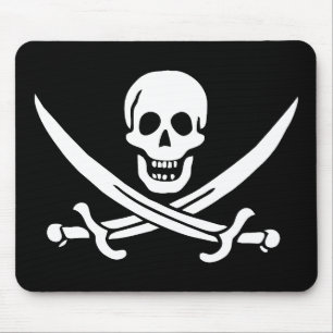 Tapis De Souris Drapeau pirate crâne épées croisées